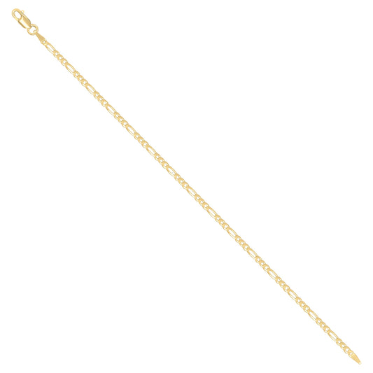 925 Sterling Silver Super Flat Figaro Chain Yellow