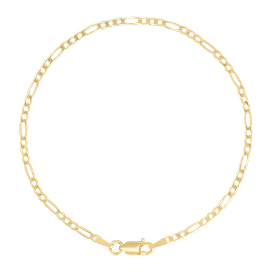 925 Sterling Silver Super Flat Figaro Chain Yellow