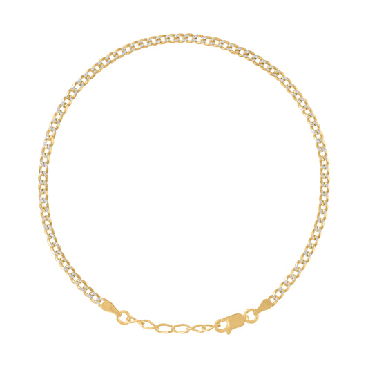 925 Silver D/C Cuban Chain Two-Tone 080 2.8mm-10"