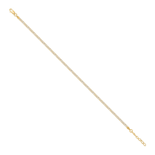 925 Silver D/C Cuban Chain Two-Tone 080 2.8mm-10"