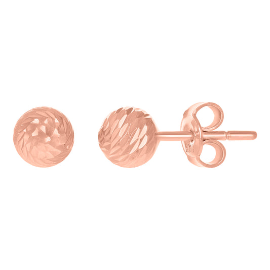 14Kt Rose Gold Fancy Ball-Stud Earrings 6mm