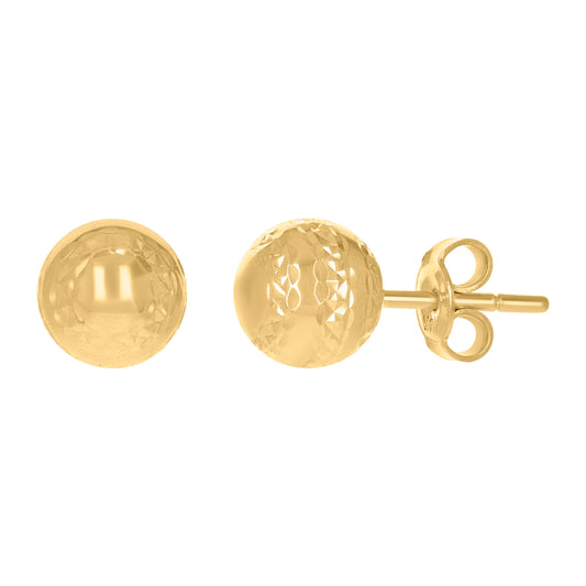 14Kt Gold Fancy Ball-Stud Earrings 8mm