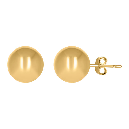 14Kt Gold Plain Ball-Stud Earrings 10mm