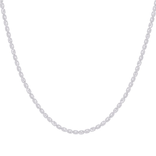 "925 Silver Barrel Moon-Cut Rhodium Plated 3mm-10"