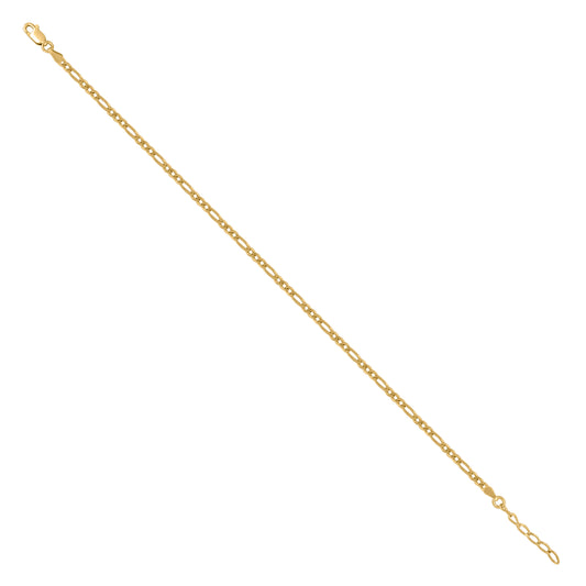 925 Silver Plain Figaro 080 3mm-10" Yellow Plated