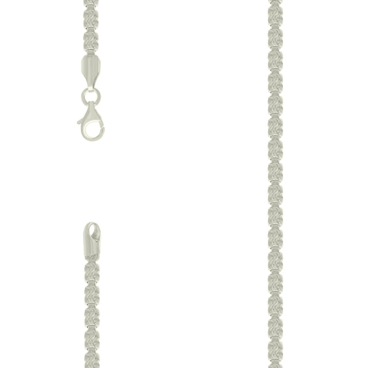 925 Sterling Silver Typhoon-Cut Barrel Chain Rhodi