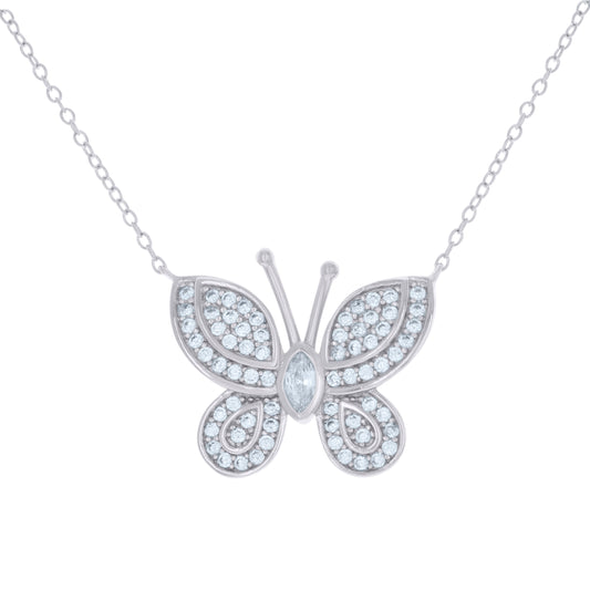 925 Sterling Silver Cz Necklace 16"+2"