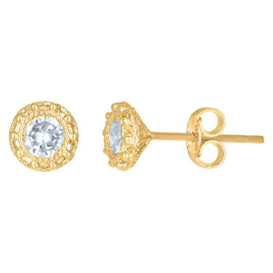 14Kt Gold 6mm Round Cz Earrings