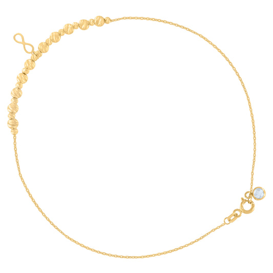 10Kt Gold Turkish Anklet 10"