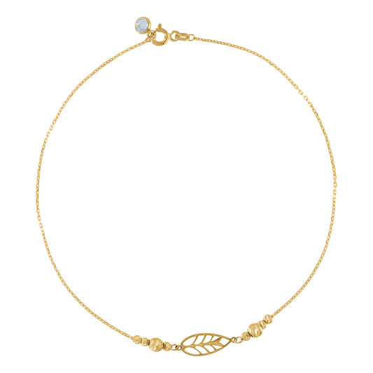 10Kt Gold Turkish Anklet 10"