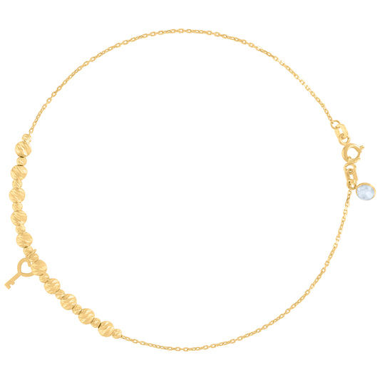 10Kt Gold Turkish Anklet 10 "
