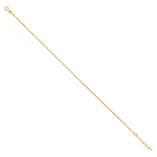 925 Sterling Silver Box Anklet 025 9+1"