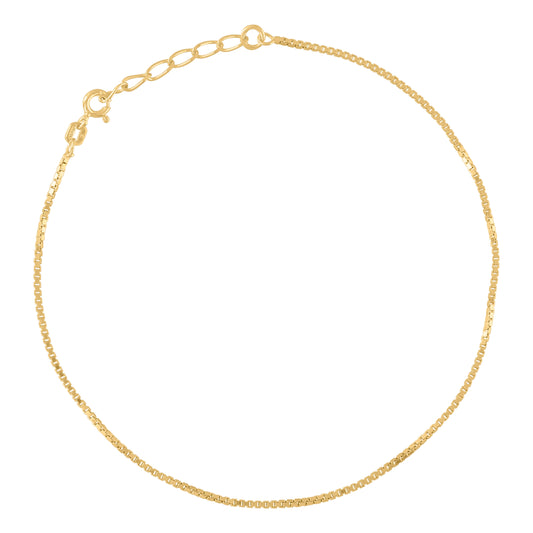 925 Sterling Silver Box Anklet 025 9+1"