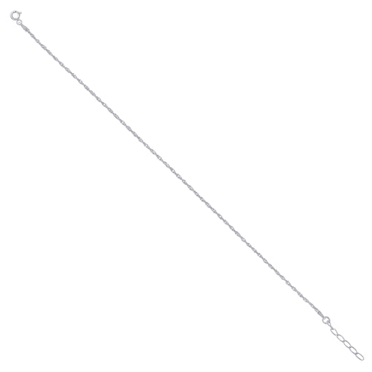 925 Sterling Silver Singapore 035 9+1" Anklet