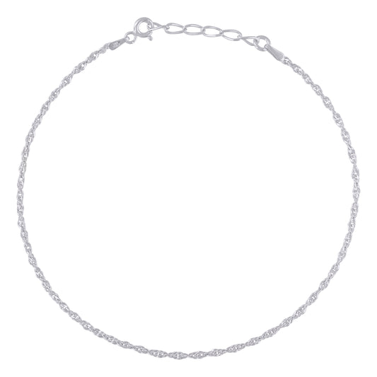 925 Sterling Silver Singapore 035 9+1" Anklet