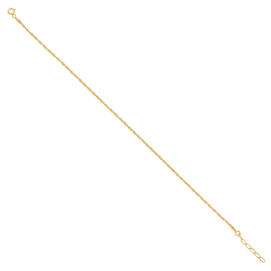 925 Sterling Silver Singapore 035 9+1" Anklet