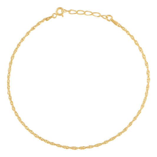 925 Sterling Silver Singapore 035 9+1" Anklet