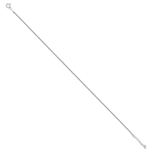 925 Sterling Silver 045 Spiga Rhodium Plated 10"