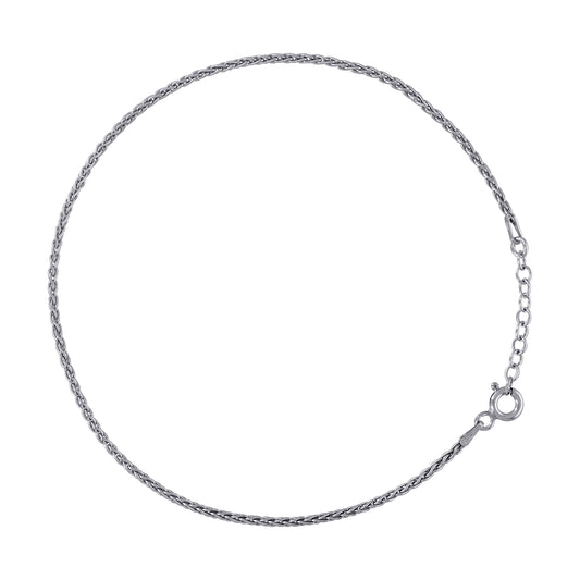 925 Sterling Silver 045 Spiga Rhodium Plated 10"