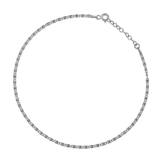 925 Sterling Silver 040 Snail Rhodium Plated 10"