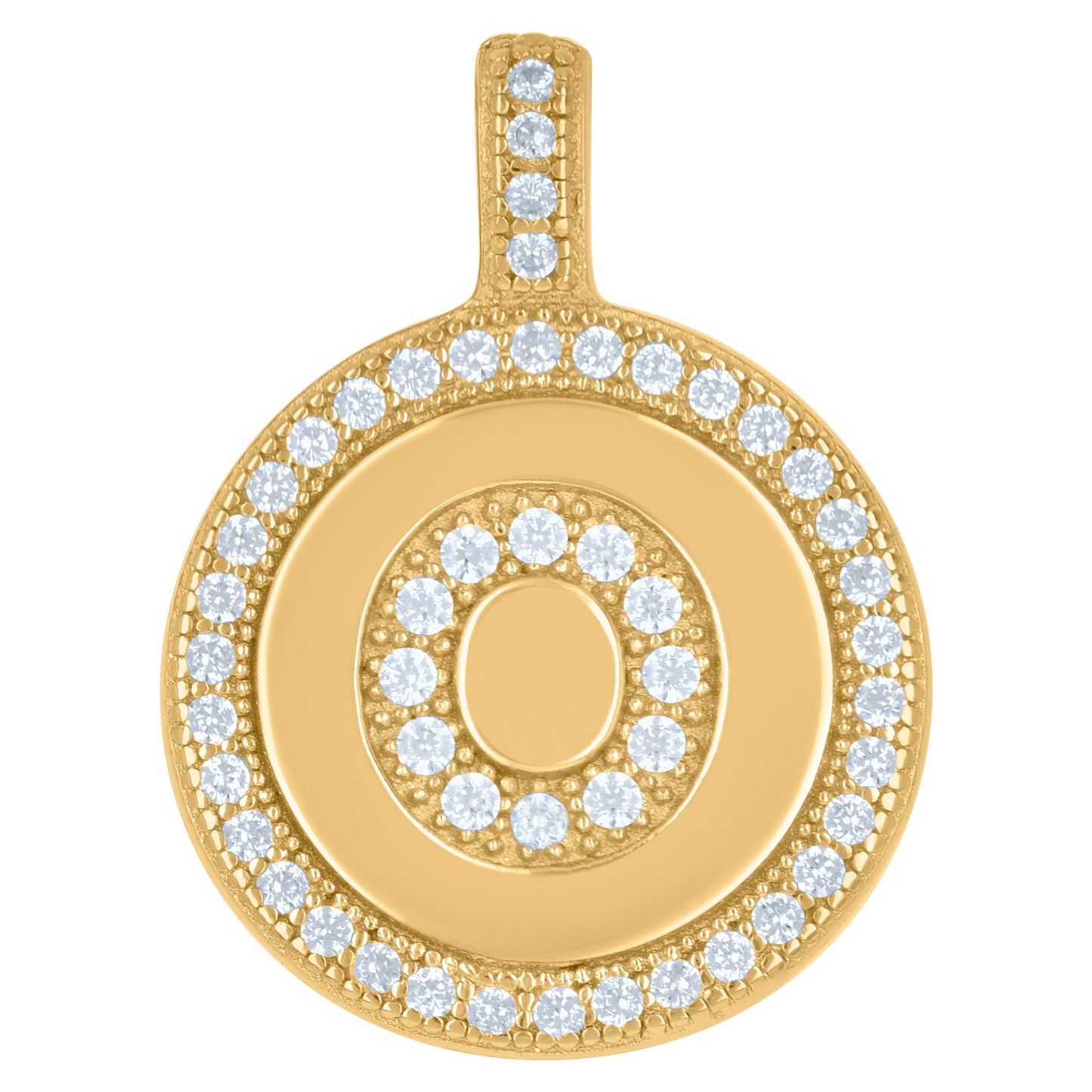 925 Sterling Silver Cz Pendant Disc Initial O