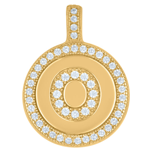 925 Sterling Silver Cz Pendant Disc Initial O