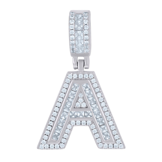 925 Sterling Silver Cz Pendant Initial Letter "A"