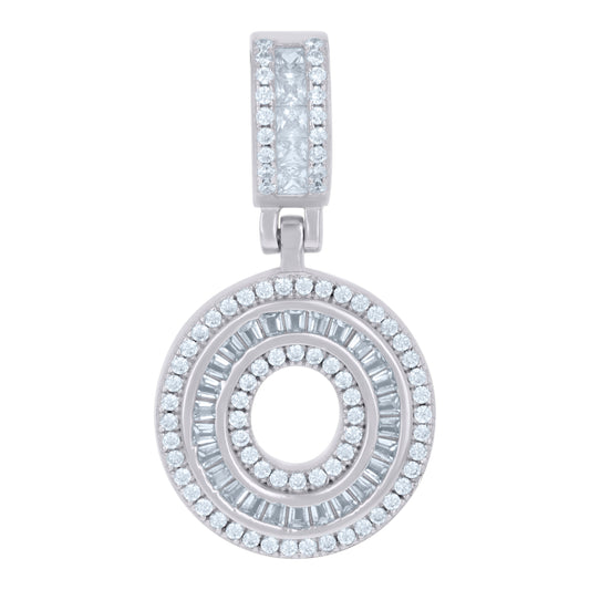 925 Sterling Silver Cz Pendant Initial Letter "O"