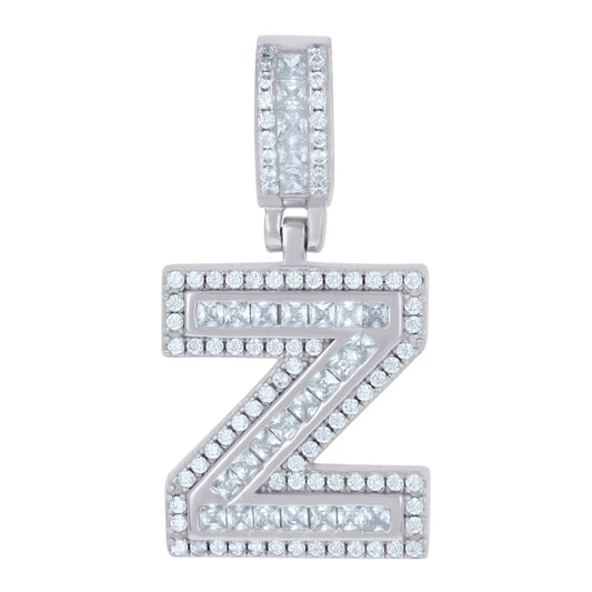925 Sterling Silver Cz Pendant Initial Letter "Z"