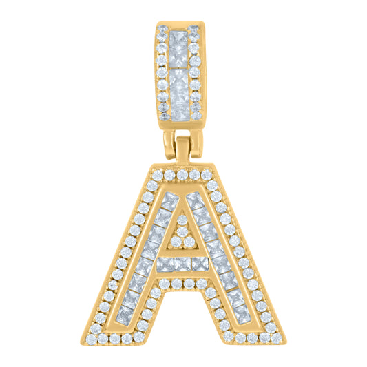 925 Sterling Silver Cz Pendant Initial Letter "A"