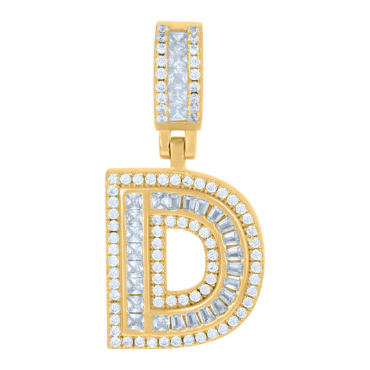 925 Sterling Silver Cz Pendant Initial Letter "D"