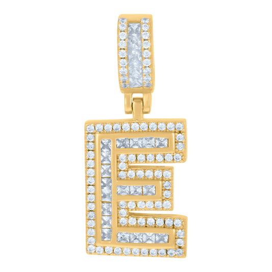925 Sterling Silver Cz Pendant Initial Letter "E"