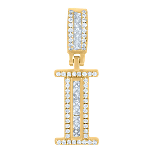 925 Sterling Silver Cz Pendant Initial Letter "I"