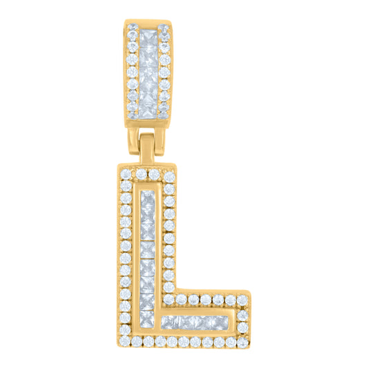 925 Sterling Silver Cz Pendant Initial Letter "L"