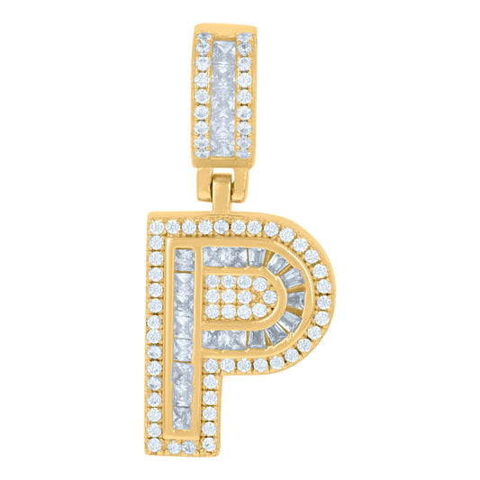 925 Sterling Silver Cz Pendant Initial Letter "P"