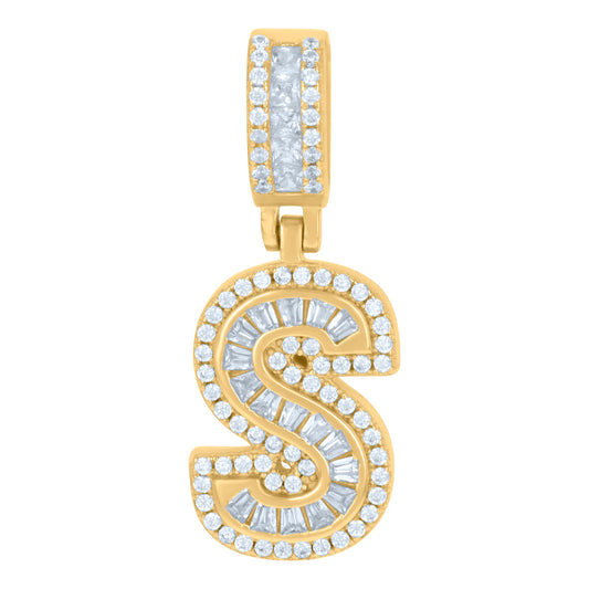 925 Sterling Silver Cz Pendant Initial Letter "S"