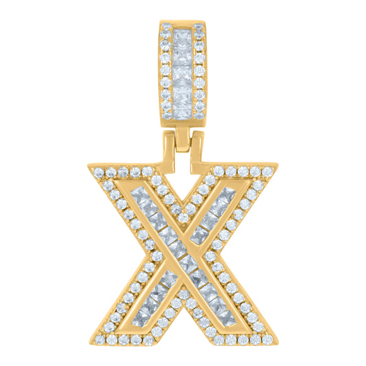 925 Sterling Silver Cz Pendant Initial Letter "X"