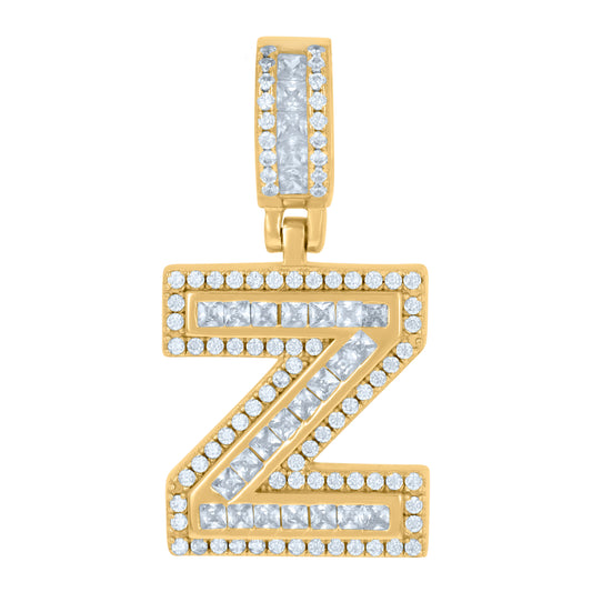925 Sterling Silver Cz Pendant Initial Letter "Z"