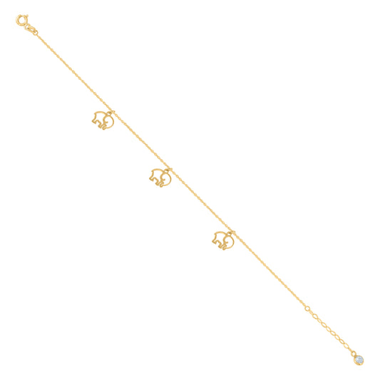 10Kt Gold Turkish Anklet 8"