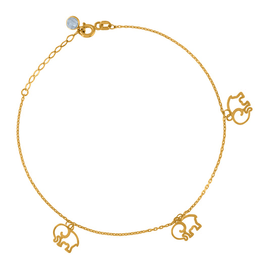 10Kt Gold Turkish Anklet 8"