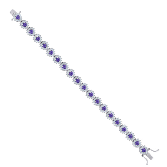 925 Sterling Silver Cz Bracelet 7"