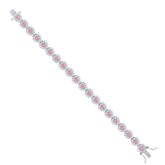 925 Sterling Silver Cz Bracelet 7"