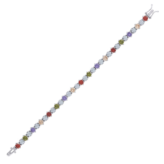 925 Sterling Silver Cz Bracelet 7.5 Inches