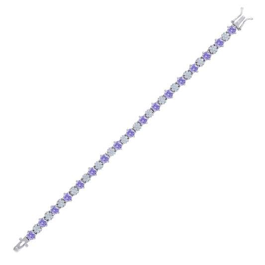 925 Sterling Silver Cz Bracelet 7.5 Inches