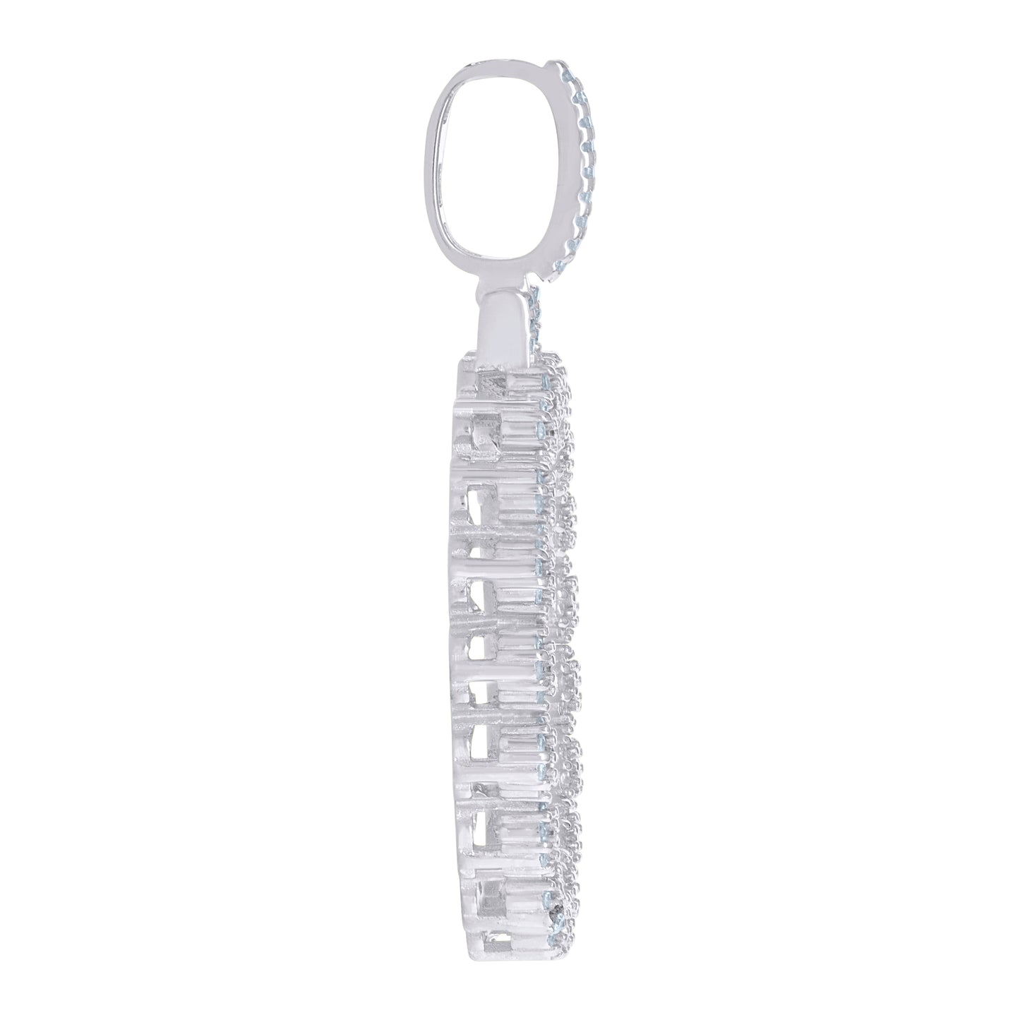 925 Sterling Silver Cz Picture Frame Pendant
