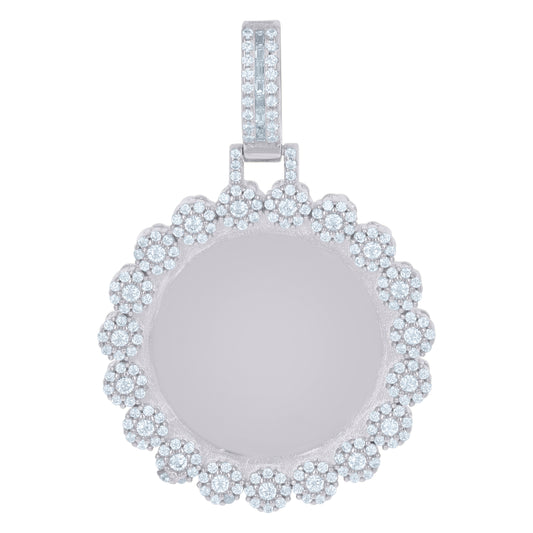 925 Sterling Silver Cz Picture Frame Pendant