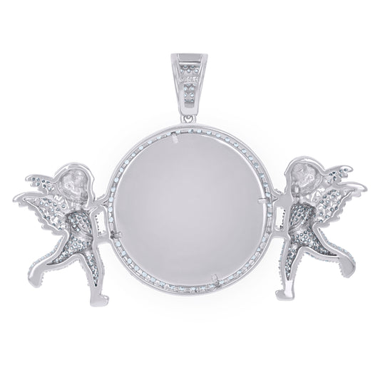925 Sterling Silver Cz Picture Frame Pendant