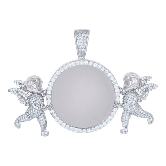 925 Sterling Silver Cz Picture Frame Pendant