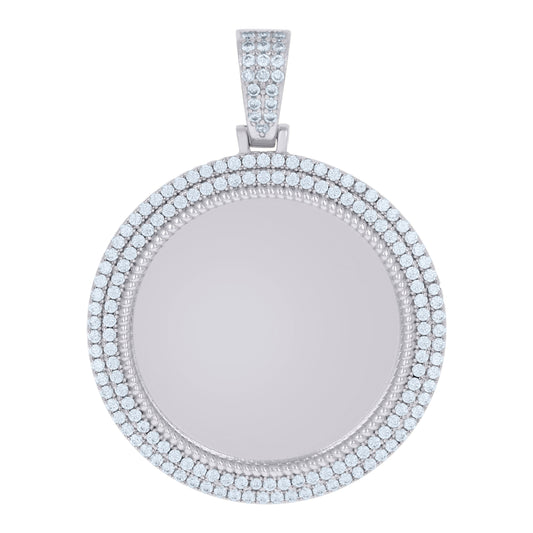 925 Sterling Silver Cz Picture Frame Pendant