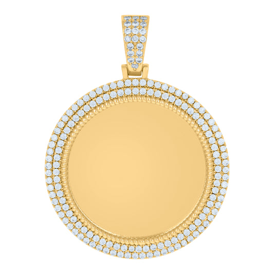 925 Sterling Silver Cz Picture Frame Pendant
